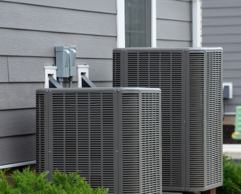 Air conditioner near the house unit compressor cool fan