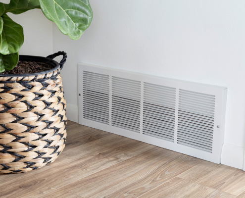 Return air grille placed near the floor